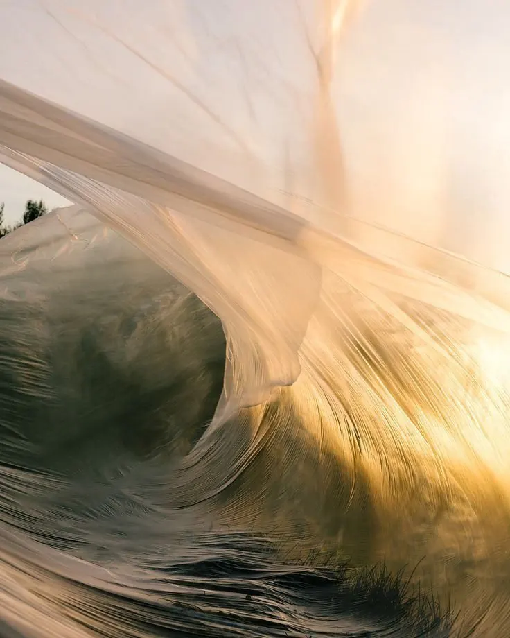 A wave of translucent silk catching warm light